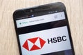 HSBC Holdings website displayed on a modern smartphone