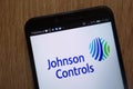 Johnson Controls International plc logo displayed on a modern smartphone Royalty Free Stock Photo