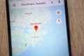 Stockholm location on Google Maps displayed on a modern smartphone