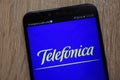 Telefonica logo displayed on a modern smartphone