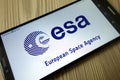 KONSKIE, POLAND - December 21, 2019: European Space Agency logo on mobile phone