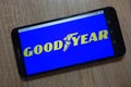 Goodyear Tire & Rubber Company logo displayed on smartphone Royalty Free Stock Photo