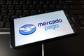 KONSKIE, POLAND - January 11, 2020: Mercado Pago payment platform logo on mobile phone