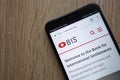 Bank for International Settlements BIS website displayed on a modern smartphone