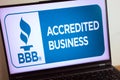 KONSKIE, POLAND - July 11, 2022: The Better Business Bureau BBB organization logo displayed on laptop computer