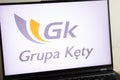 KONSKIE, POLAND - July 19, 2022: Grupa Kety SA company logo displayed on laptop computer Royalty Free Stock Photo