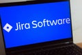 KONSKIE, POLAND - July 11, 2022: Jira task manager software logo displayed on laptop computer