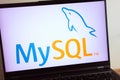 KONSKIE, POLAND - July 11, 2022: MySQL relational database management system logo displayed on laptop computer