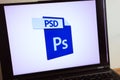 KONSKIE, POLAND - July 11, 2022: PSD Adobe Photoshop file logo displayed on laptop computer Royalty Free Stock Photo