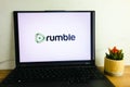 KONSKIE, POLAND - July 02, 2022: Rumble online video platform logo displayed on laptop computer Royalty Free Stock Photo