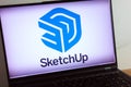 KONSKIE, POLAND - July 11, 2022: SketchUp modeling program for drawing applications logo displayed on laptop computer