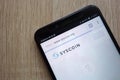 Syscoin SYS cryptocurrency website displayed on Huawei Y6 2018 smartphone