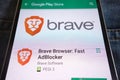 Brave Browser app on Google Play Store website displayed on smartphone hidden in jeans pocket
