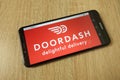 KONSKIE, POLAND - June 21, 2019: DoorDash Inc company logo on mobile phone