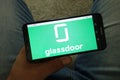 KONSKIE, POLAND - June 29, 2019: Glassdoor website logo on mobile phone