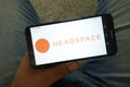 KONSKIE, POLAND - June 29, 2019: Headspace online healthcare company logo on mobile phone