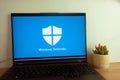 KONSKIE, POLAND - June 30, 2022: Microsoft Defender Antivirus logo displayed on laptop computer