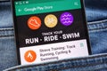 Strava Training: Track Running, Cycling and Swimming app on Google Play Store website displayed on smartphone