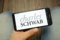KONSKIE, POLAND - 05 MAY, 2019: Charles Schwab Corporation logo displayed on smartphone