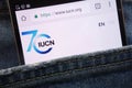 IUCN International Union for Conservation of Nature website displayed on smartphone hidden in jeans pocket