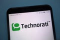 Technorati logo displayed on smartphone Royalty Free Stock Photo