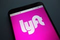 Lyft logo on smartphone