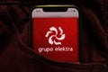 KONSKIE, POLAND - September 15, 2021: Grupo Elektra logo on mobile phone hidden in jeans pocket