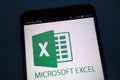 Microsoft Excel logo on smartphone Royalty Free Stock Photo