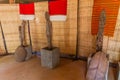 KONSO, ETHIOPIA - FEBRUARY 7, 2020: Waka (Waga) memorial wooden statues of Konso culture, Ethiopia. They are