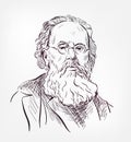 Konstantin Tsiolkovsky vector sketch portrait isolated Royalty Free Stock Photo