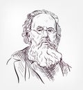 Konstantin Tsiolkovsky vector sketch portrait isolated