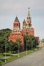 Konstantino-Eleninskaya, Nabatnaya, Spasskaya and Tsarskaya towers of Moscow Kremlin. Russia