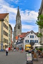 Konstanz, Germany - July 2020: Town square called `St. Stephans Platz` with view on Constance Cathedral Royalty Free Stock Photo