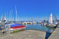 Konstanz, Germany - Yacht marina called `Clubhaus SVS` at Lake Constance on sunny summer day Royalty Free Stock Photo