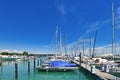 Konstanz, Germany - Yacht marina at harbor of Lake Constance on sunny summer day Royalty Free Stock Photo