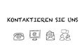 `Kontaktieren Sie uns` text and Icons with white background. Translation: `Contact us`