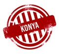 Konya - Red grunge button, stamp