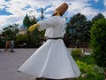 The sculpture of Sufi whirling , Rumi`s whirling dervishes, in front the tourist information building in Konya, Turkey