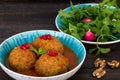 Koofteh Tabrizi Large Meatballs Stuffed With Dried Fruits, Berries And Nuts In Tomato Turmeric Broth A Traditional Azeri And Iran