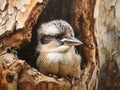 Kookaburra Chick Emerges from Nest