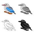 Kookaburra sitting on branch icon in cartoon style isolated on white background. Australia symbol stock vector