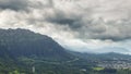 Koolau mountains in clouds view from Nuuanu Pali lookout on Oahu