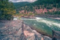 Kootenai river water falls in montana mountains Royalty Free Stock Photo