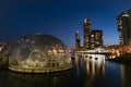 Kop van Zuid, the skyline of Rotterdam at blue hour Royalty Free Stock Photo