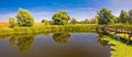 Kopacki Rit marshes nature park wooden boardwalk panoramic view Royalty Free Stock Photo