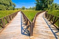 Kopacki Rit marshes nature park wooden boardwalk view Royalty Free Stock Photo