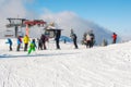 Ski resort Kopaonik, Serbia, ski lift, slope, people skiing Royalty Free Stock Photo