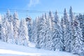 Kopaonik, Serbia, ski resort slope, lift and trees Royalty Free Stock Photo