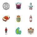 Kopeck, money, crown, and other web icon in cartoon style.Attributes,country, Denmark icons in set collection.