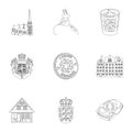 Kopeck, money, crown, and other web icon in outline style.Attributes,country, Denmark icons in set collection.